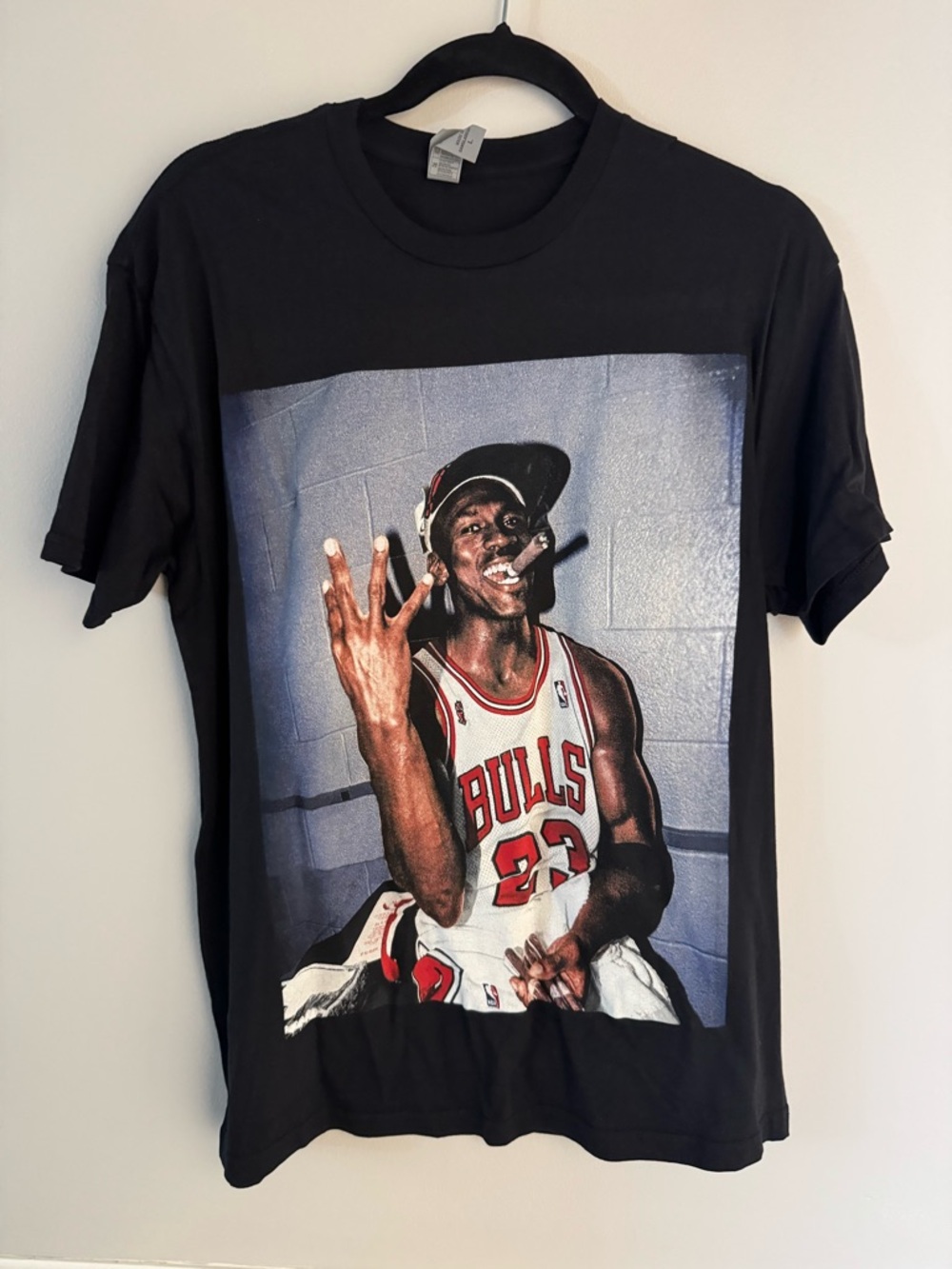 Black Graphic Tee with Chicago Bulls Michael Jordan Image